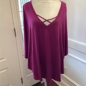 Purple/Pink V-Neck  Dolman Sleeve Top